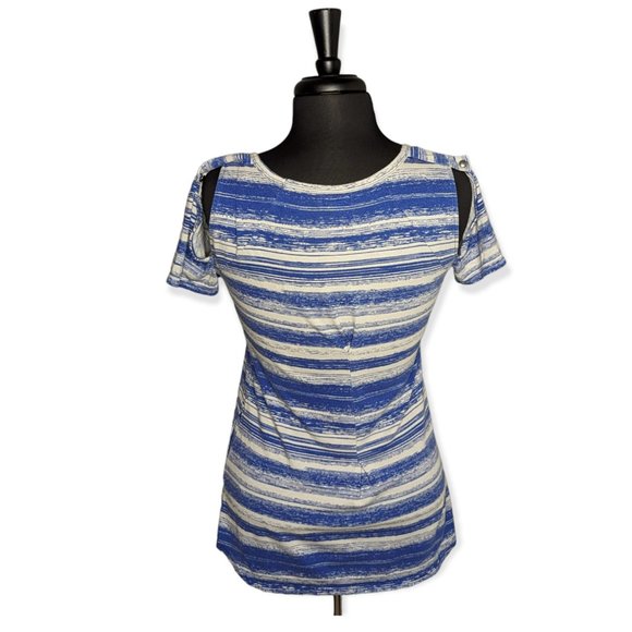 Hang Ten Blue & Gray Striped Short Sleeve Top - Picture 7 of 9